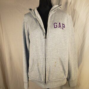 Gap XL Gray Zip-Up Hoodie w/Purple Logo